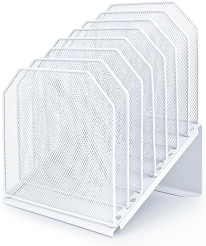 SUMMORO Inclined File Organizer for Desk, 7-Section Vertical File Holder