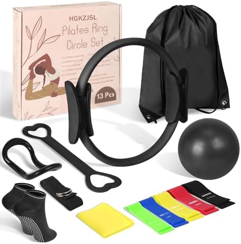 Pilates Kit for Women 13PCS, Pilates Ring Ball Resistance Bands Workout Set