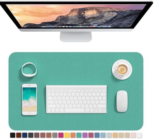 Hsurbtra Desk Pad, 23.6" x 13.8" PU Leather Desk Mat, M Extended Mouse Pad, Waterproof Desktop Blotter Protector, Non-Slip Ultra Thin Small Laptop Keyboard Writing Mat for Office Home, Fruit Green