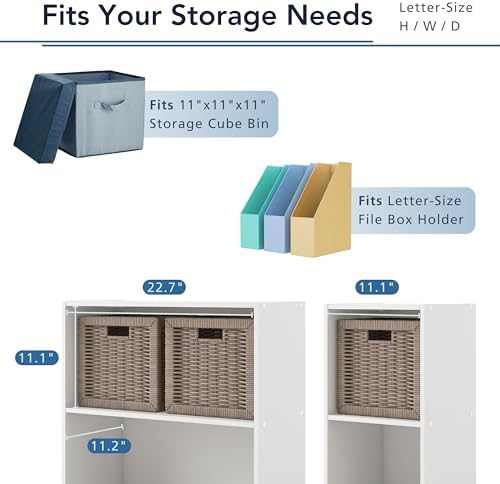 Homes: Inside + Out Apexa 3-Tier Cube Storage Organizer Shelves, Stackable Wood Bookcase Fits Cubby Bins for Organization, Dorm Teen Room Decor & Home Office, White