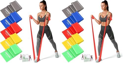 5 Pcs Resistance Bands, Professional Exercise Bands Elastic Stretch Bands for Fitness Yoga Pilates Stretching Strength Training, Workout Bands for Women and Men Home Gym
