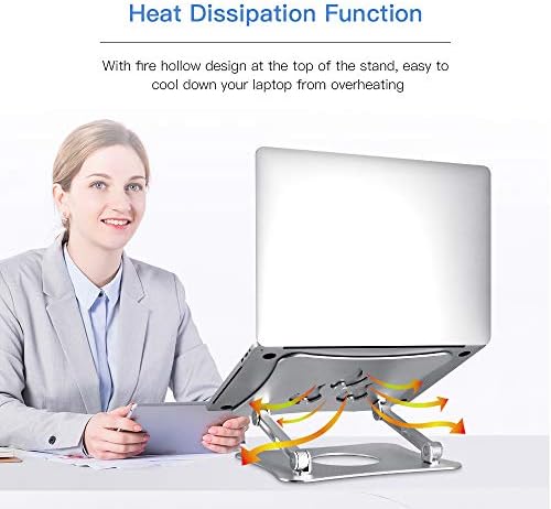 Ergonomic Adjustable Laptop Riser, Computer Stand Laptop Holder Compatible with 10-15.6" Laptops and Tablets (Aluminum, Silver)