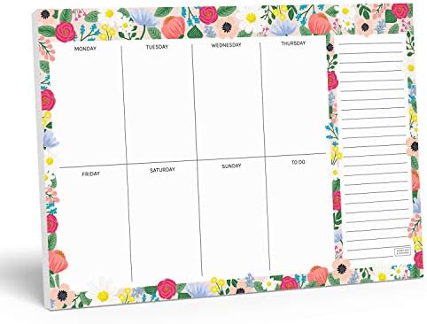 Sweetzer & Orange Floral Weekly Planner 2026, Undated Sheets To Do List Notepad, 7x10” Day Desk Note Pad Easy to Tear, School and Home Checklist Productivity Organizer, Work and Daily Planner
