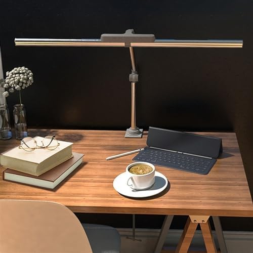 Eye-care Study Lamp, LED Desk Lamp with Clamp, Double Head Eye Protection Desk Lamp with Auto Shut-Off Timer, 5 Color Modes & Stepless Dimming, for Reading Study Workbench ,LED Table Lamp(Black)