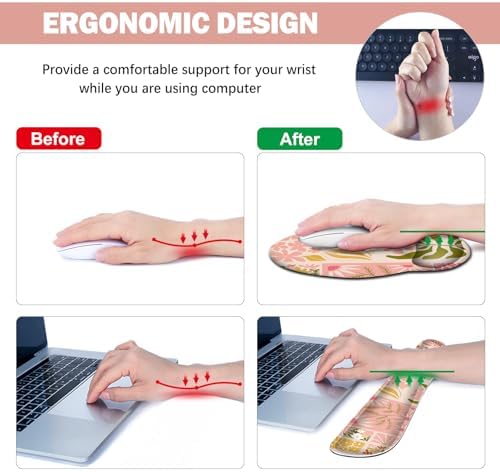 DINKY Desk Mat Mouse Pad, XXL Large Gaming Mouse Pad with Wrist Rest Wrist Support, Ergonomic Mouse Pads, Keyboard Wrist Rest, Desk Accessories Decor, Checkered Flower Plant