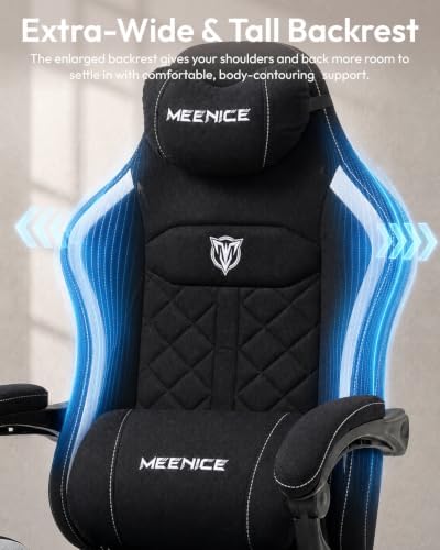 Big and Tall Gaming Chair with Footrest for Adults, Fabric