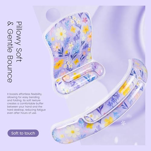 Ospelelf Mouse Pad with Wrist Rest and Ergonomic Gel Keyboard Hand Wrist, Support for Typing Gaming, Relieve Wrist Pain, Cool & Easy to Clean, for Office, Programmer, Home Computer Use Purple Floral