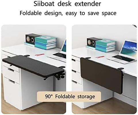Desk Extender 25.2" x 9.45" Ergonomic Computer Table Extension Arm Support Collapsible Keyboard Tray for Square Tabletop - Carbon Fiber