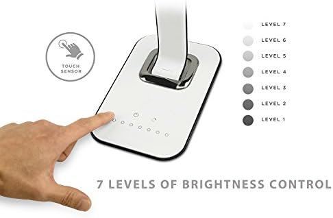 Turcom LED Desk Lamp With USB Charging Port Dimmable Touch Controls w/Color Adjustment, Eye Care Task Lamp, 5W, 1000 Lux,Multicolor