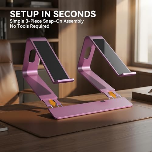 SOUNDANCE Laptop Stand, Aluminum Ergonomic Desk Riser, 10-15.6", Pink