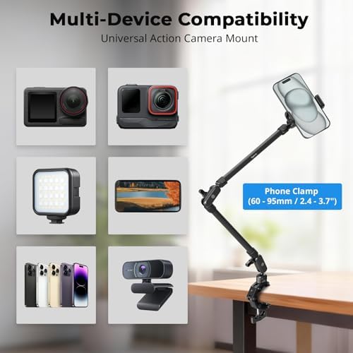 SMALLRIG 26" Magic Arm with Super Clamp, Overhead Phone Mount w/Cable Clip