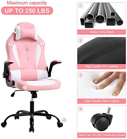 Meet perfect Ergonomic Gaming Chair with Lumbar Support, Pink