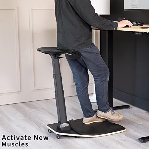 VIVO Black Ergonomic Leaning Perch Chair w/Anti-Fatigue Mat, CHAIR-S02M