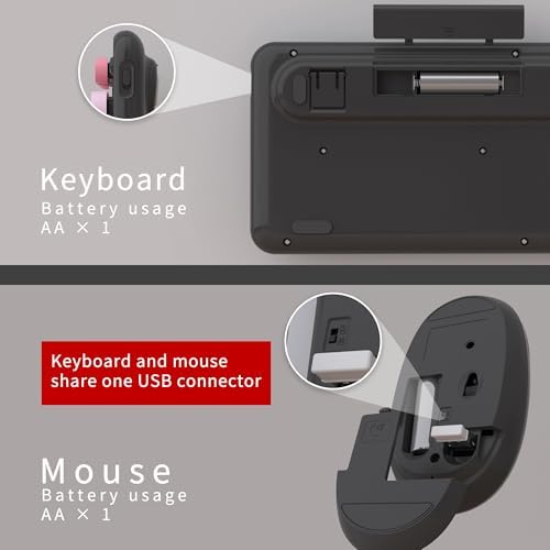 UBOTIE Colorful Wireless Keyboard and Mouse Combo (Black-Colorful)