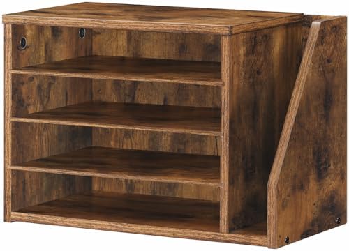 HOOBRO Mail Sorter, Literature Organizer with Adjustable Shelves, Paper Organizer for Office, Home, Wood Countertop File Holders, Mails, Magazines, Rustic Brown FG41WF01