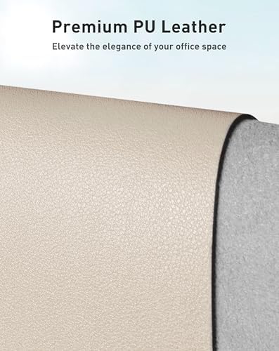 Aothia Faux Leather Desk Mat - Large Mouse Pad, Non-Slip PU Leather Blotter, Waterproof Writing Surface for Office and Home (Eggshell, 40" x 24")