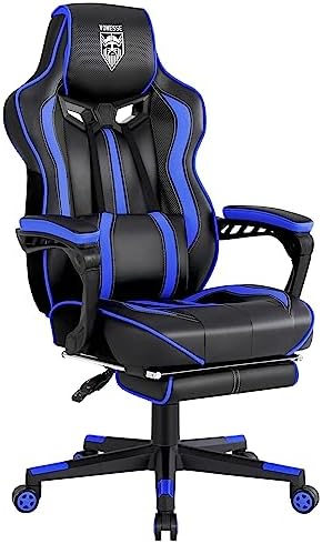 Vonesse Gaming Chairs for Adults, Gamer Chair with Footrest and Massage, Reclining Big and Tall Ergonomic Gaming Chair, Computer Chairs for Heavy People 300LBS (Blue/Black)