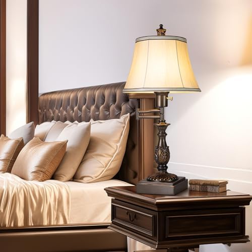 Scenekoy 350° Swing Arm Table Lamp Set of 2 with USB Ports for Bedroom