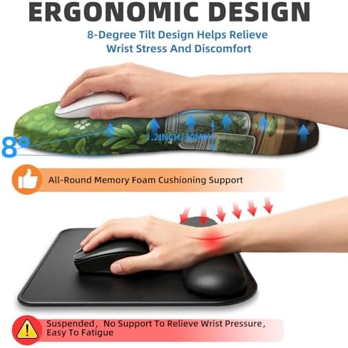 Ergonomic Mouse Pad with Wrist Rest, Memory Foam Wrist Support,Massage Bump