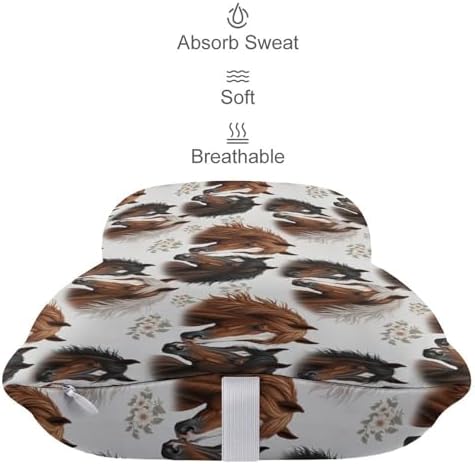 Car Neck Pillow 2 Pcs Horse Memory Foam Headrest with Detachable Washable Cover for Car Office