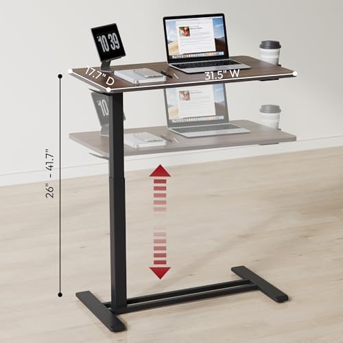 SANODESK 32'' Mobile Standing Desk with Hidden Wheels,Pneumatic Laptop Desk