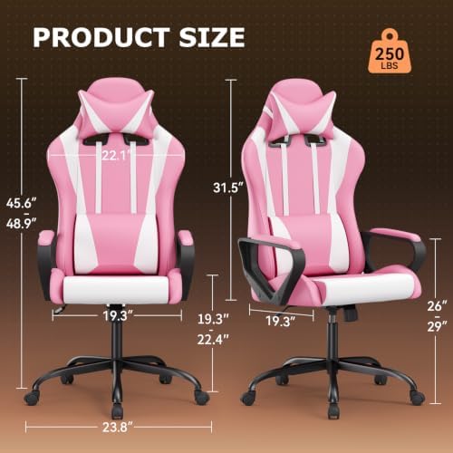BestOffice Ergonomic Gaming Chair for Adults, Video Game Chair, Pink
