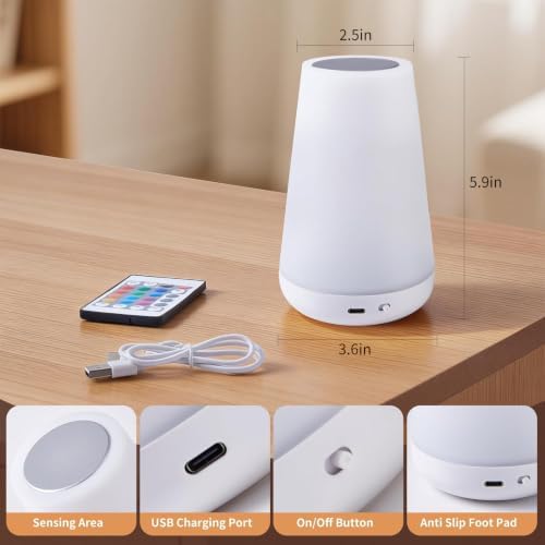 Rechargeable LED Table Lamp, Touch Bedside Night Light