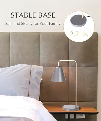 HarvestLand Steady Desk Lamp, Reading Lamp for Home Office, Grey Brass