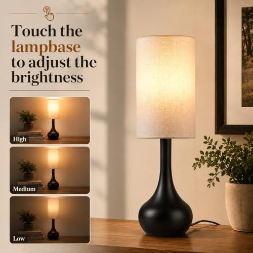 Touch Lamp for Nightstand,3-Way Dimmable Small Bedside Lamp