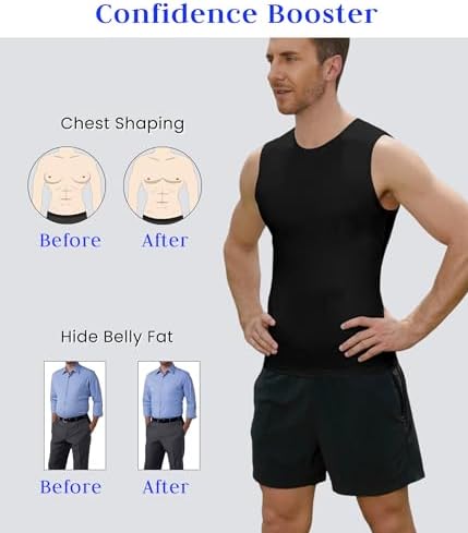 Compression Shirt Men Slimming Body Shaper Vest Crewneck Workout Tank Top