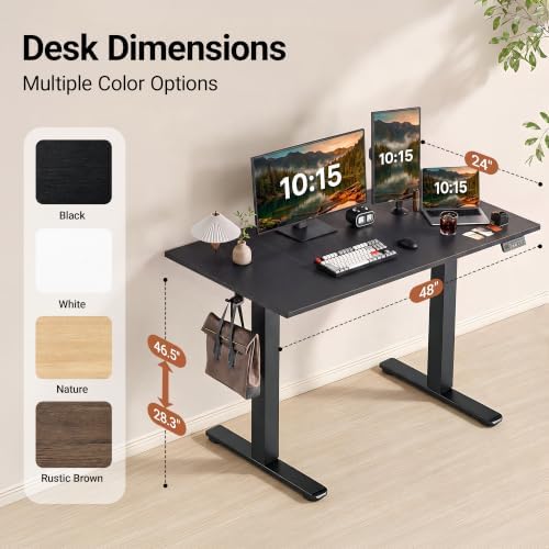 Claiks 48 x 24 Inch Black Electric Standing Desk
