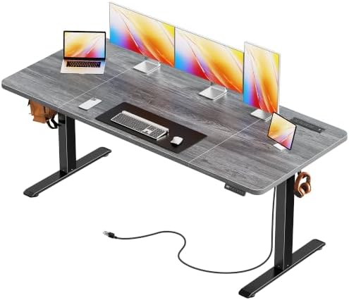 Huuger 63 X 24 Inch Electric Standing Desk with Power Outlets