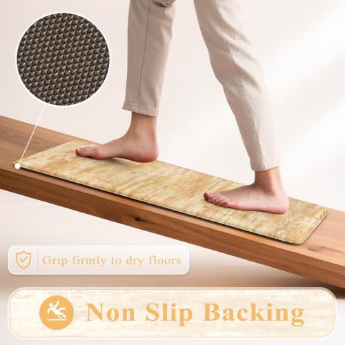 KIMODE Fall Decor Kitchen Mats Cushioned Anti Fatigue,Orange Aabstract Rugs