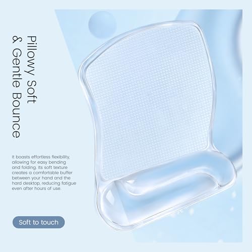Ospelelf Clear Gel Mouse Pad with Wrist Rest, Ergonomic Cushioned Support for Typing, Relief Carpal Tunnel, Wrist Pain, Easy to Clean & Cooling, Comfort for Office, Computer, Programmer, Gamer
