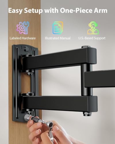 Pipishell Full Motion TV Wall Mount with LED Light for 13–43 inch TVs