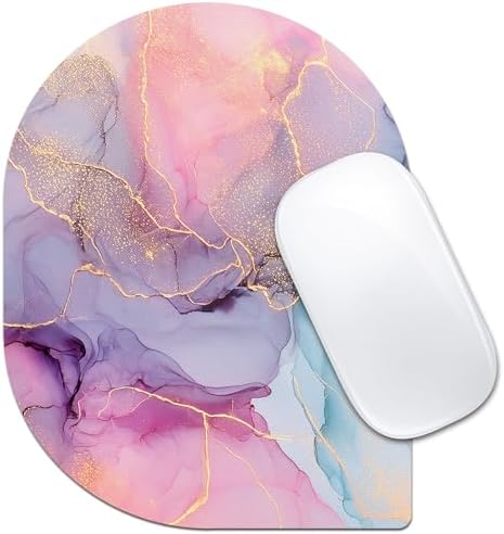 Contoured Oval Mouse Pad 6x8in Non-Slip for Laptop,Dream Marble
