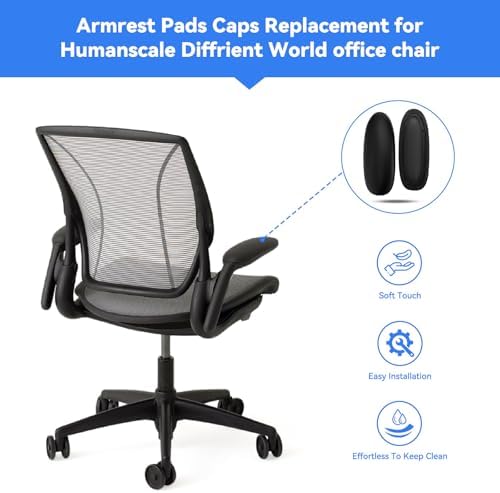 Arm Pads Caps Replacement for Humanscale Diffrient World Office Chair, only Compatible with Height Adjustable Arms