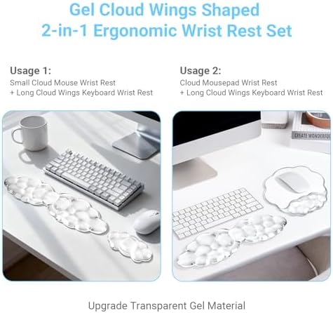 MOSISO Gel Cloud Keyboard Wrist Rest, Cloud Wings Wrist Rest, White