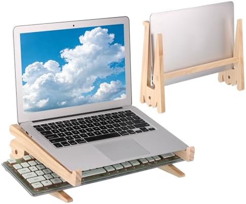 PATIKIL Wooden Laptop Stand 1Pack Dual-Use Laptop Stand Vertical for 13-18