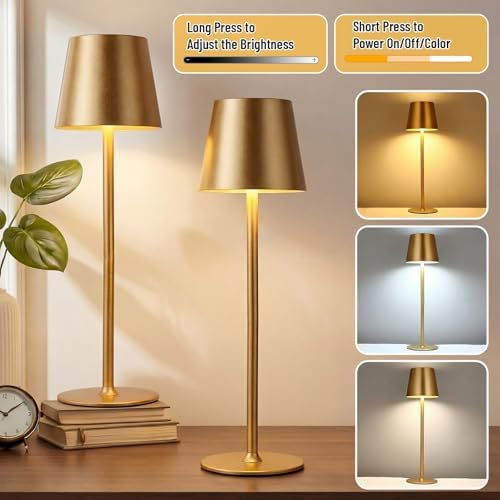 Retisee 6 Pack Cordless Table Lamp Portable Rechargeable Lamp, Gold