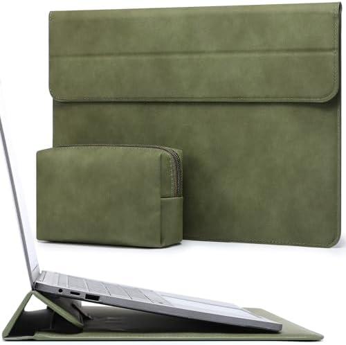 HYZUO 13 Inch Laptop Case Sleeve with Stand for MacBook Air, Olive Green
