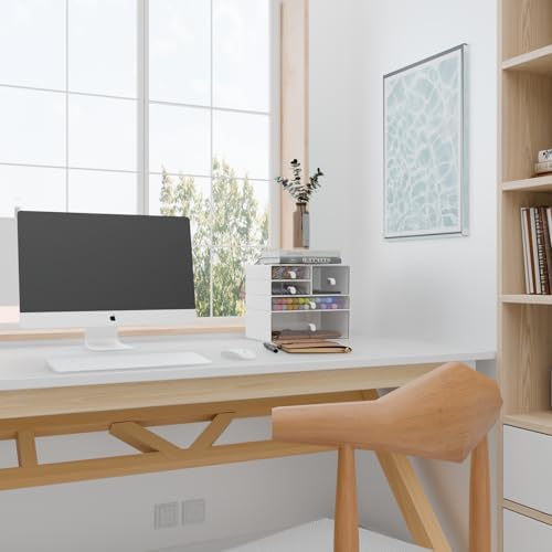 White & Clear 5-Drawer Stackable Desk Organizer Storage Set