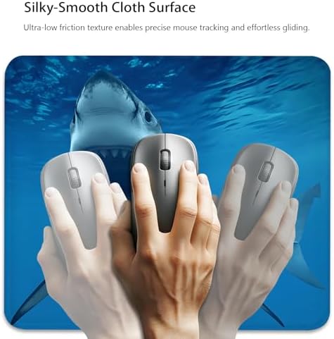 Great White Shark Mouse Pad, Blue Ocean Fish Durable Desk Mat