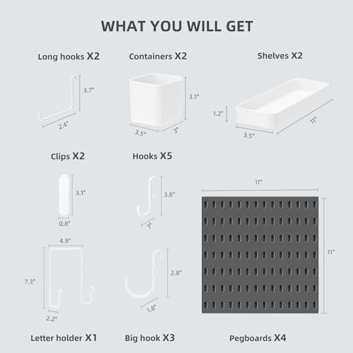 VUSIGN Pegboard Combination Wall Organizer Kit 22" x 22", Black