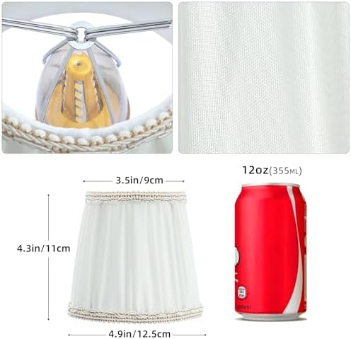 Fuloon Chandelier Lamp Shades, Clip on Small Sconce Lamp Shades, Suit for Candelabra Bulbs in Modern/European/French Country/Farmhouse Decoration, 3.5x4.3x4.9 in(6 Pack, Chiffon Light Yellow)