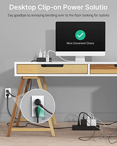 CCCEI Desk Clamp Power Strip with 9 Outlets, Desktop Edge Mount Surge Protector with USB-A and USB-C Ports, Widely Spaced Desk Outlet Fast Charging Station, 15 FT Flat Plug, Fit 1.6 inch Table.