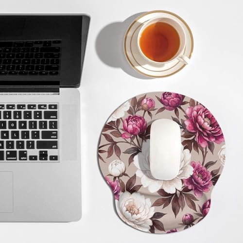 Britimes Ergonomic Mouse Pad with Wrist Support, Peony Floral