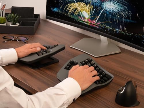 Kinesis Advantage360 Professional Split Ergonomic Keyboard - Bluetooth | Mechanical Switches | Fully Programmable Open Source | Contoured Shape | Adjustable Tenting | Backlit