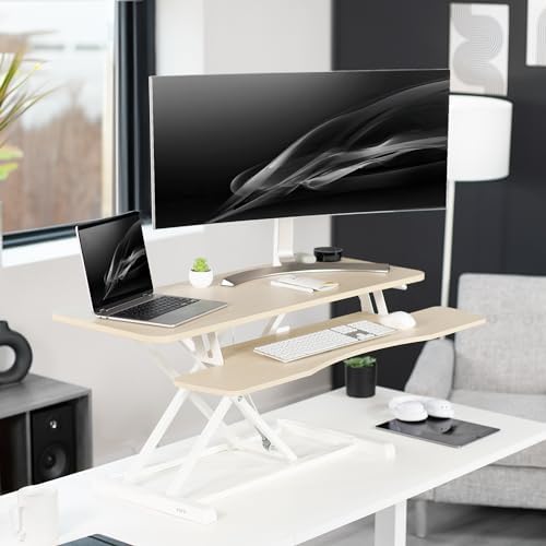 VIVO Light Wood 42 inch Standing Desk Converter, DESK-V042KF
