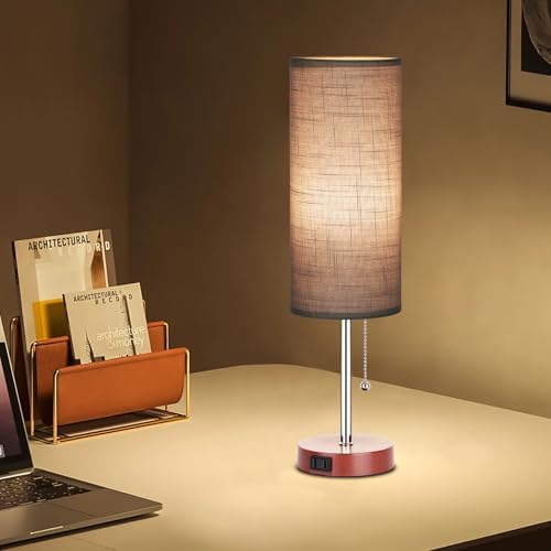 Dott Arts 18" Table Lamp for Bedroom, 3-Color Bedside Lamps with Pull Chain
